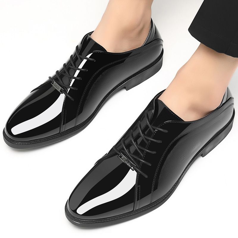 Men Shoes Clearance - Bright Upper Black Social Shoe Male