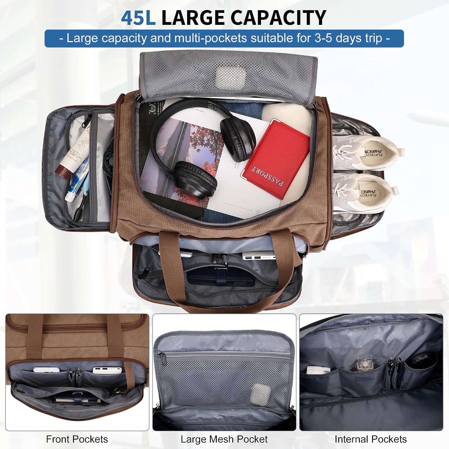 Canvas Duffle Bag for Men 3 in - Men Shoes Men recension och pris