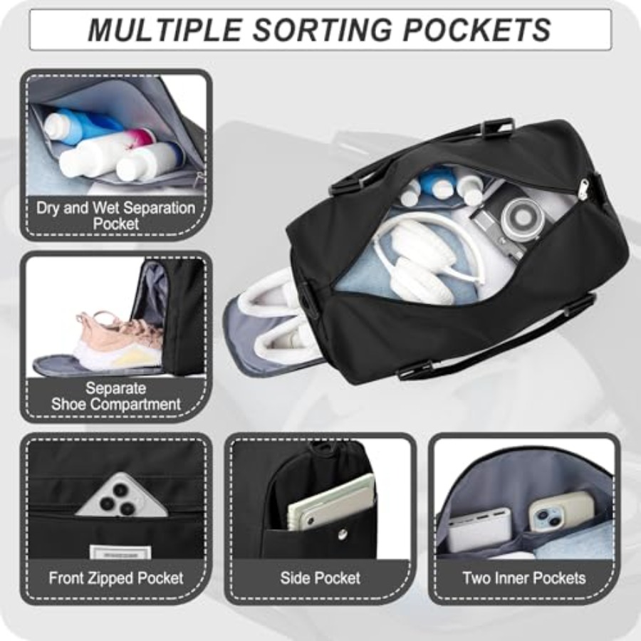 Small Black Sports Gym Duffel  - Men Shoes Men recension och pris